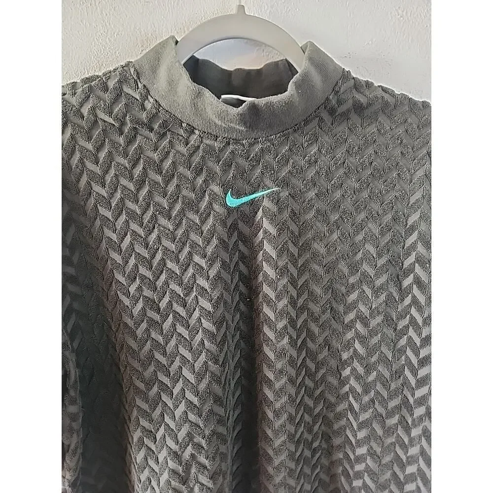 TERRY CLOTH Top Sweatshirt crop top Green jogger Y2k VINTAGE Nike Size Medium